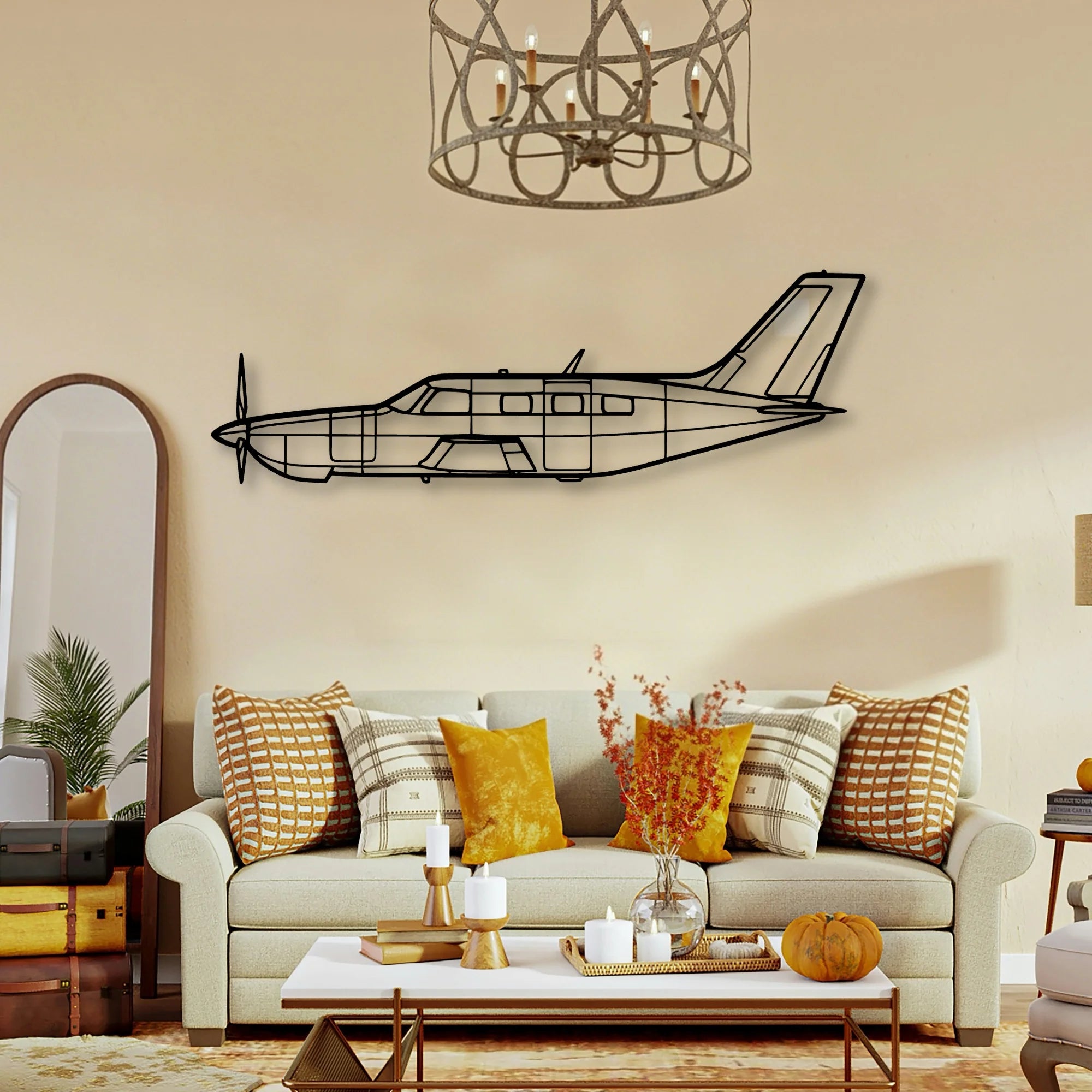 95 B55 Baron Classic Aircraft Silhouette Metal Wall Art - Tinvibe