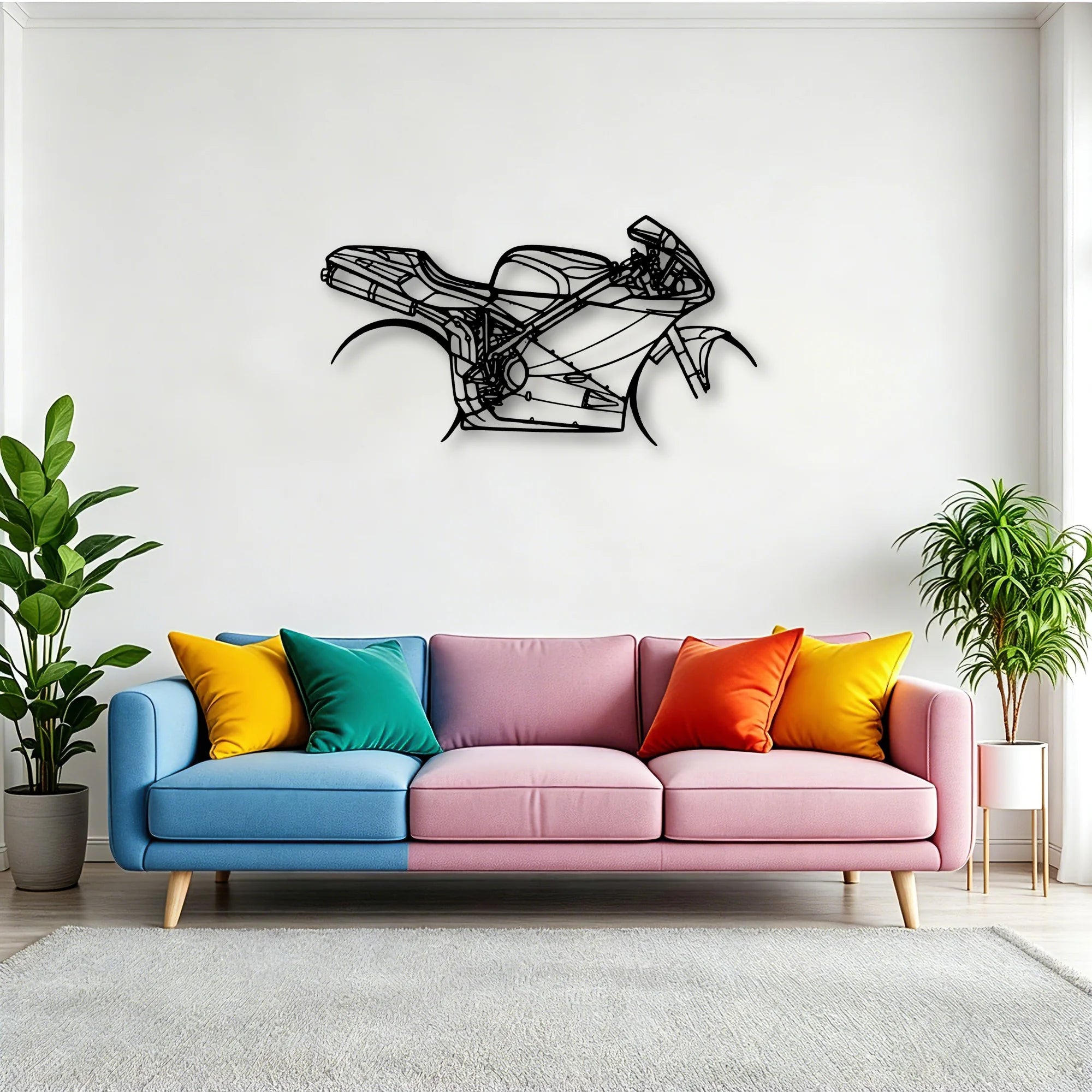 996S 2001 Classic Motorcycle Silhouette Metal Wall Art - Tinvibe
