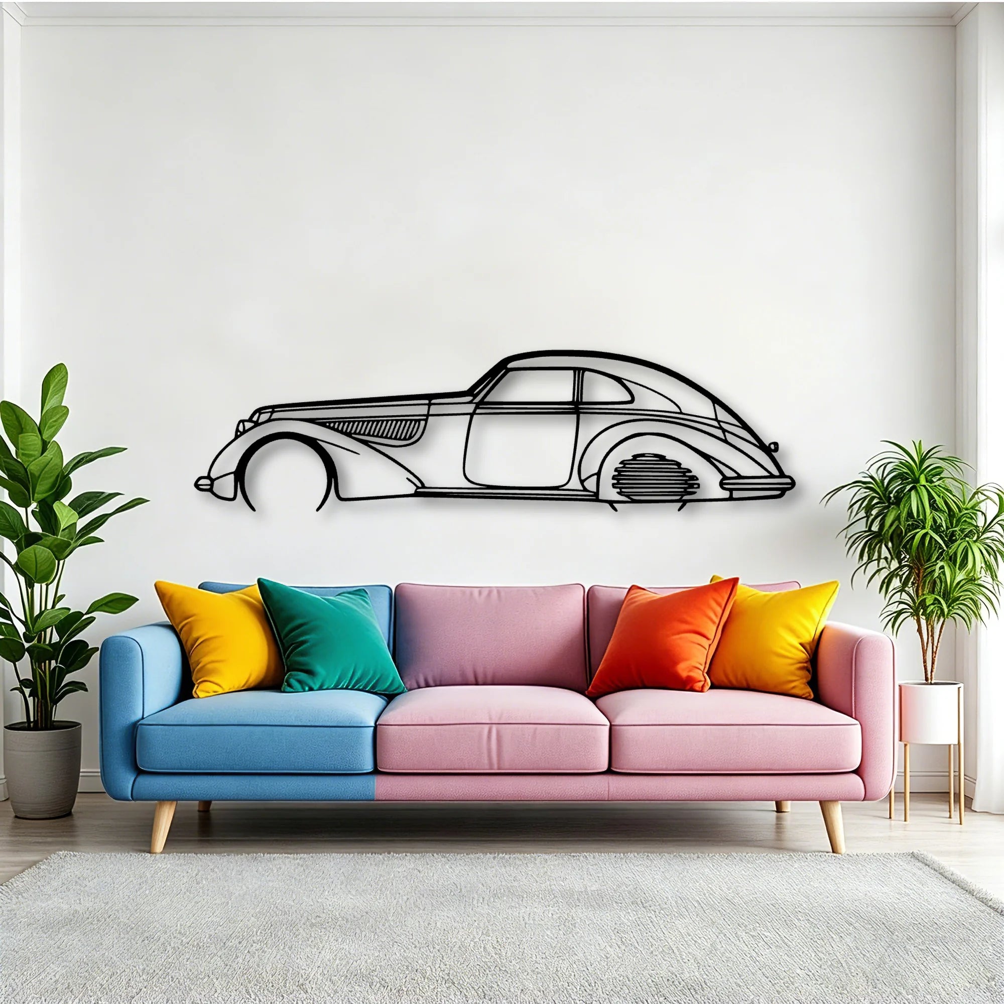 Alfa 8C 1937 Classic Silhouette Metal Wall Art - Tinvibe