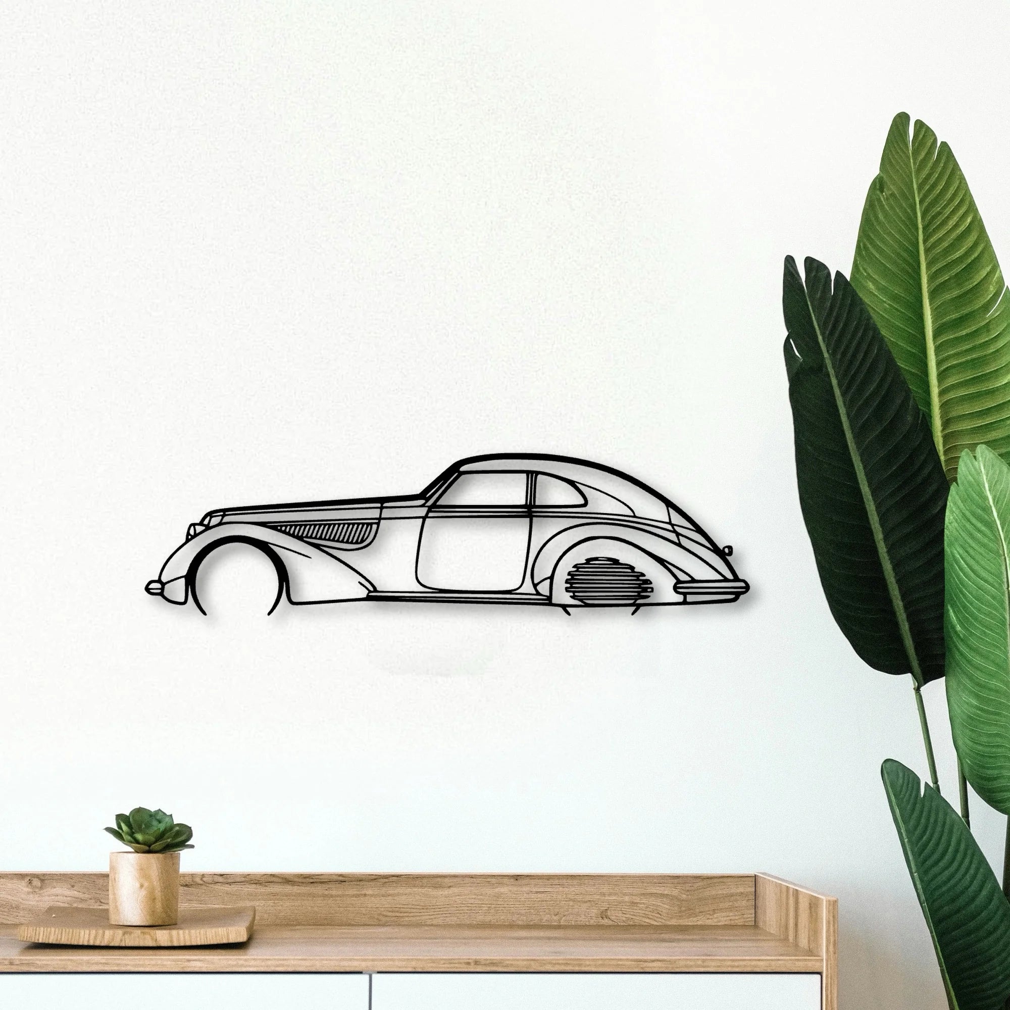 Alfa 8C 1937 Classic Silhouette Metal Wall Art - Tinvibe