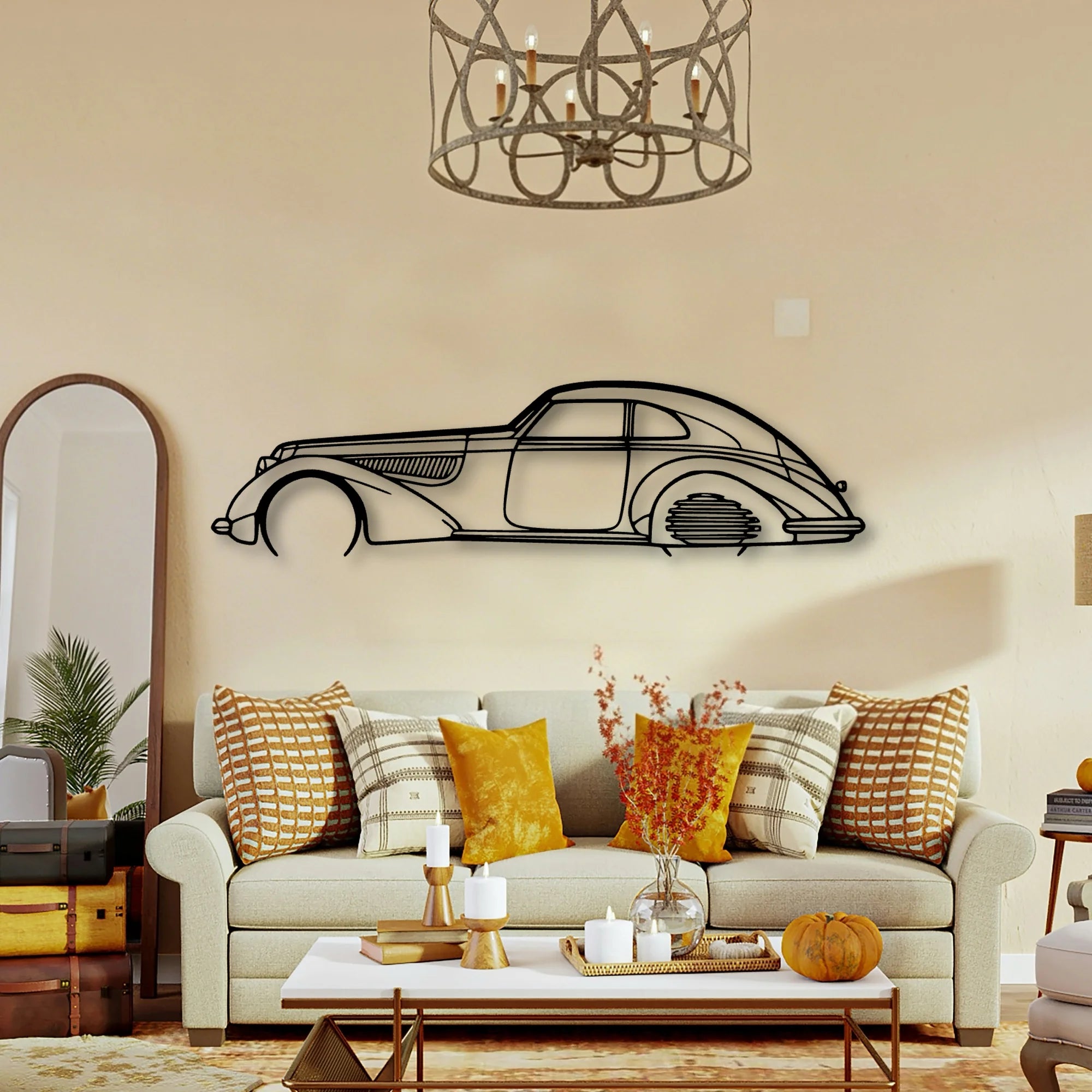 Alfa 8C 1937 Classic Silhouette Metal Wall Art - Tinvibe