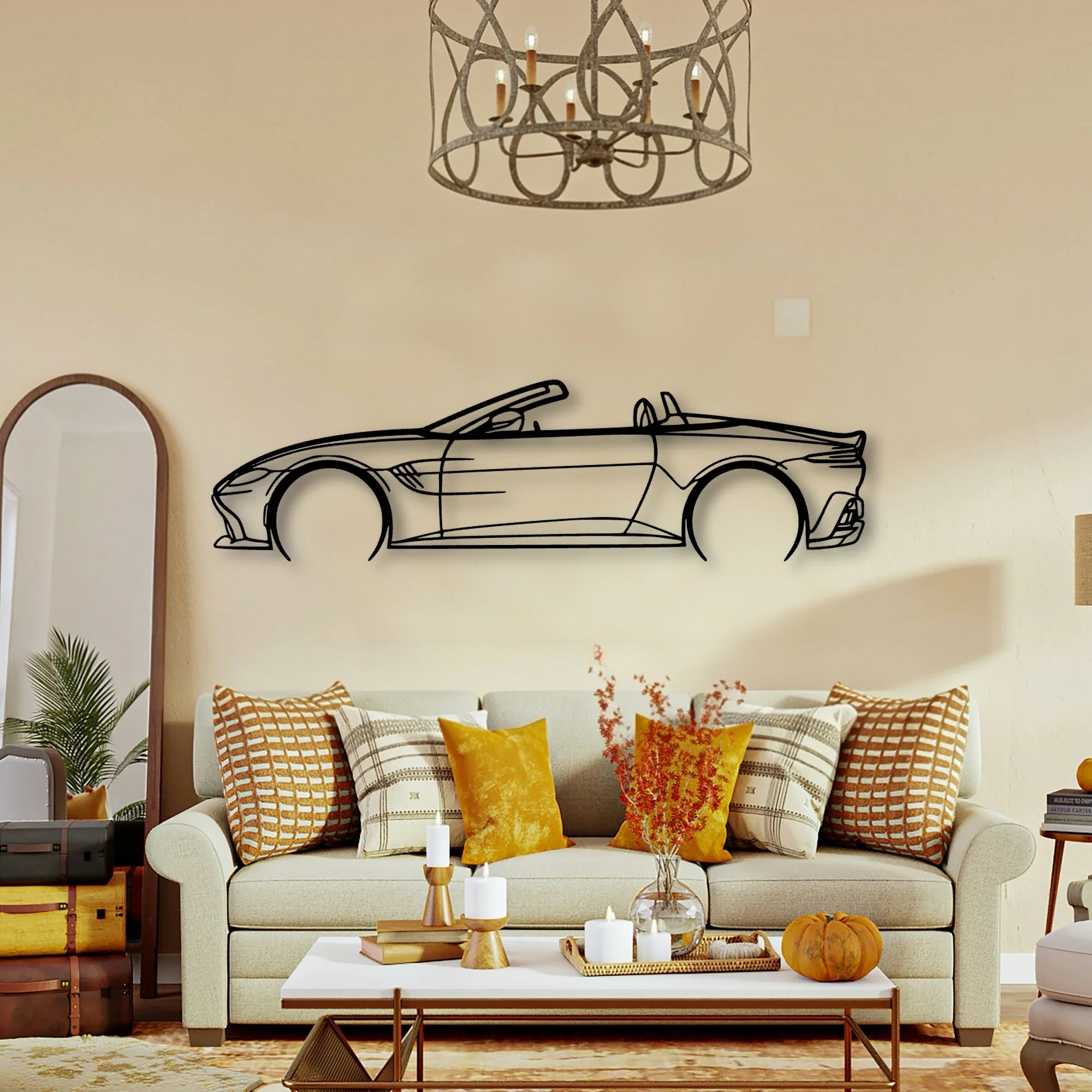 Aston Vantage Cabrio 2 Classic Silhouette Metal Wall Art - Tinvibe