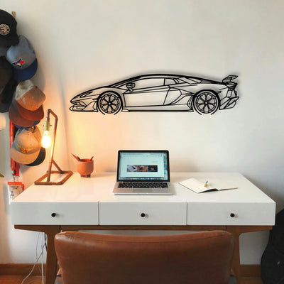 Aventador SVJ 2021 Classic Silhouette Metal Wall Art - Tinvibe