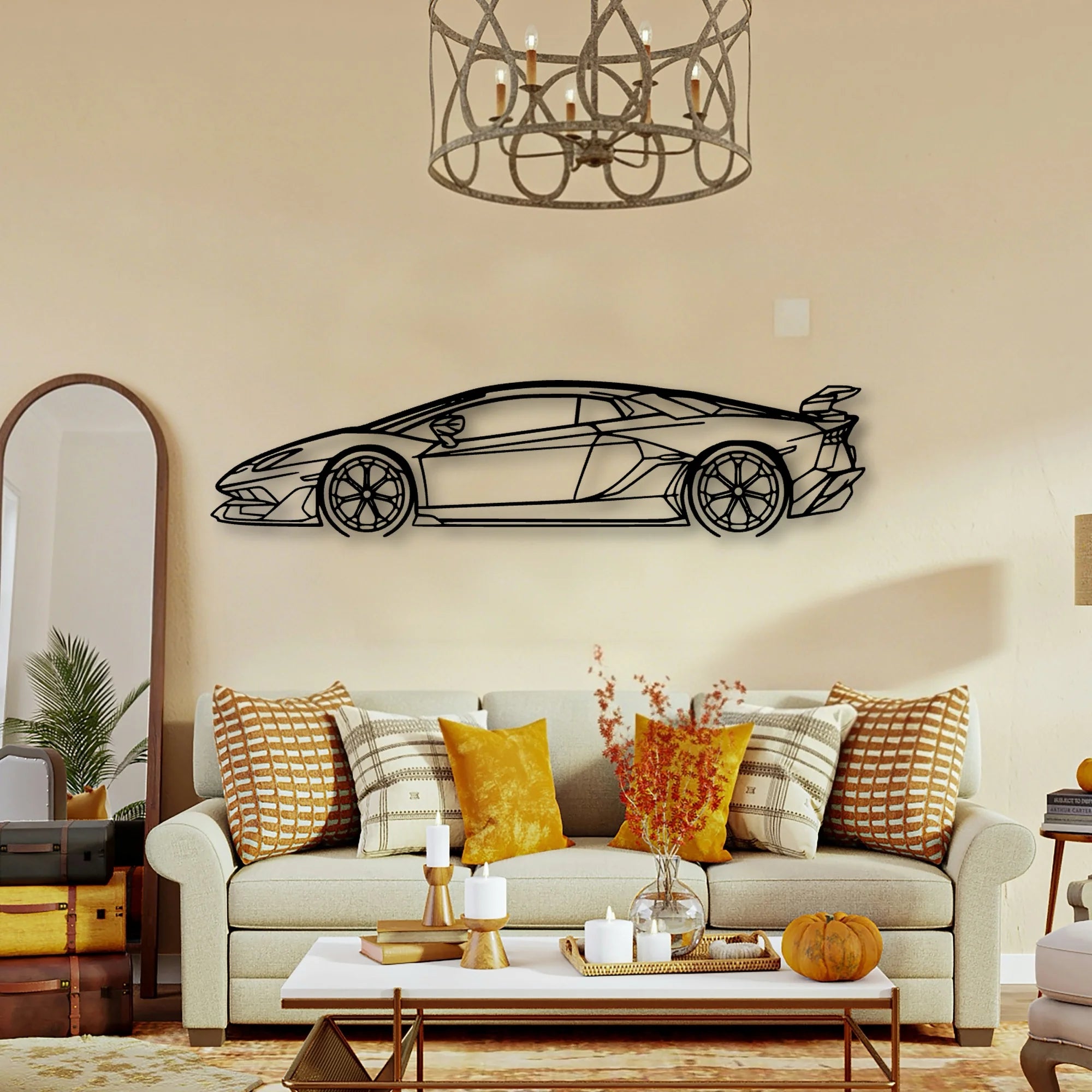 Aventador SVJ 2021 Classic Silhouette Metal Wall Art - Tinvibe