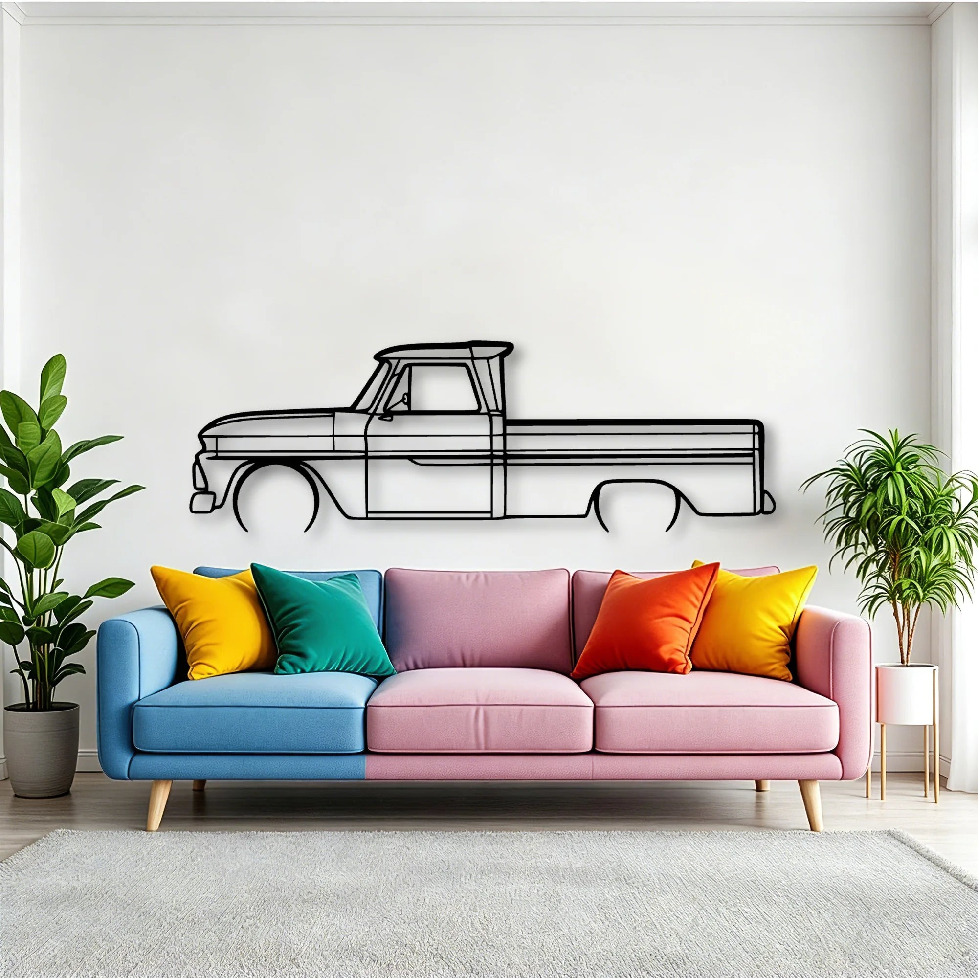 C10 1966 Classic Silhouette Metal Wall Art - Tinvibe