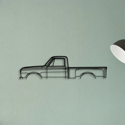 C10 Stepside 1968 Classic Silhouette Metal Wall Art - Tinvibe