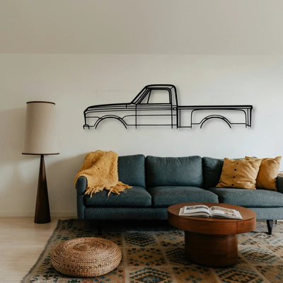 C10 Stepside 1968 Classic Silhouette Metal Wall Art - Tinvibe