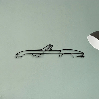 C2 Convertible 1964 Classic Silhouette Metal Wall Art - Tinvibe