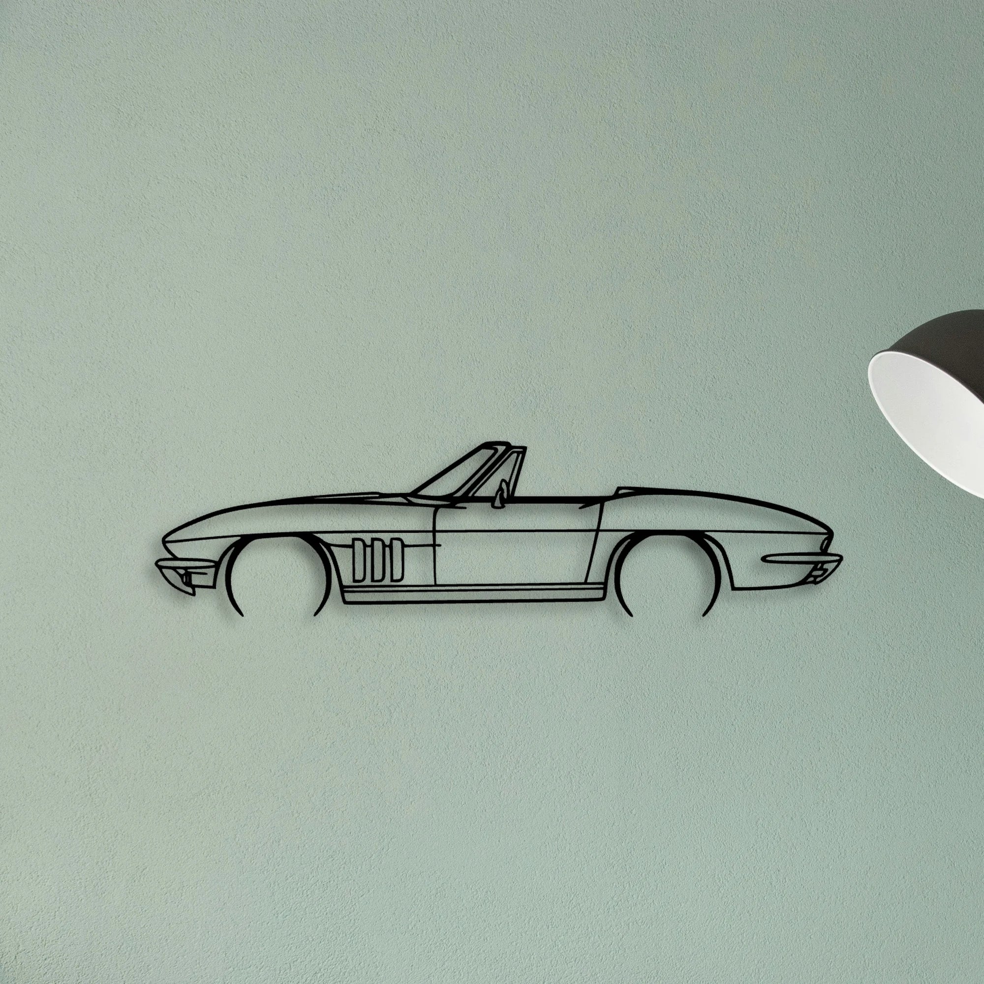 C2 Convertible 1966 Classic Silhouette Metal Wall Art - Tinvibe
