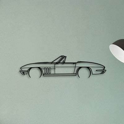 C2 Convertible 1966 Classic Silhouette Metal Wall Art - Tinvibe
