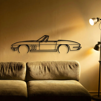 C2 Convertible 1966 Classic Silhouette Metal Wall Art - Tinvibe