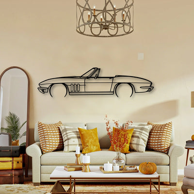 C2 Convertible 1966 Classic Silhouette Metal Wall Art - Tinvibe