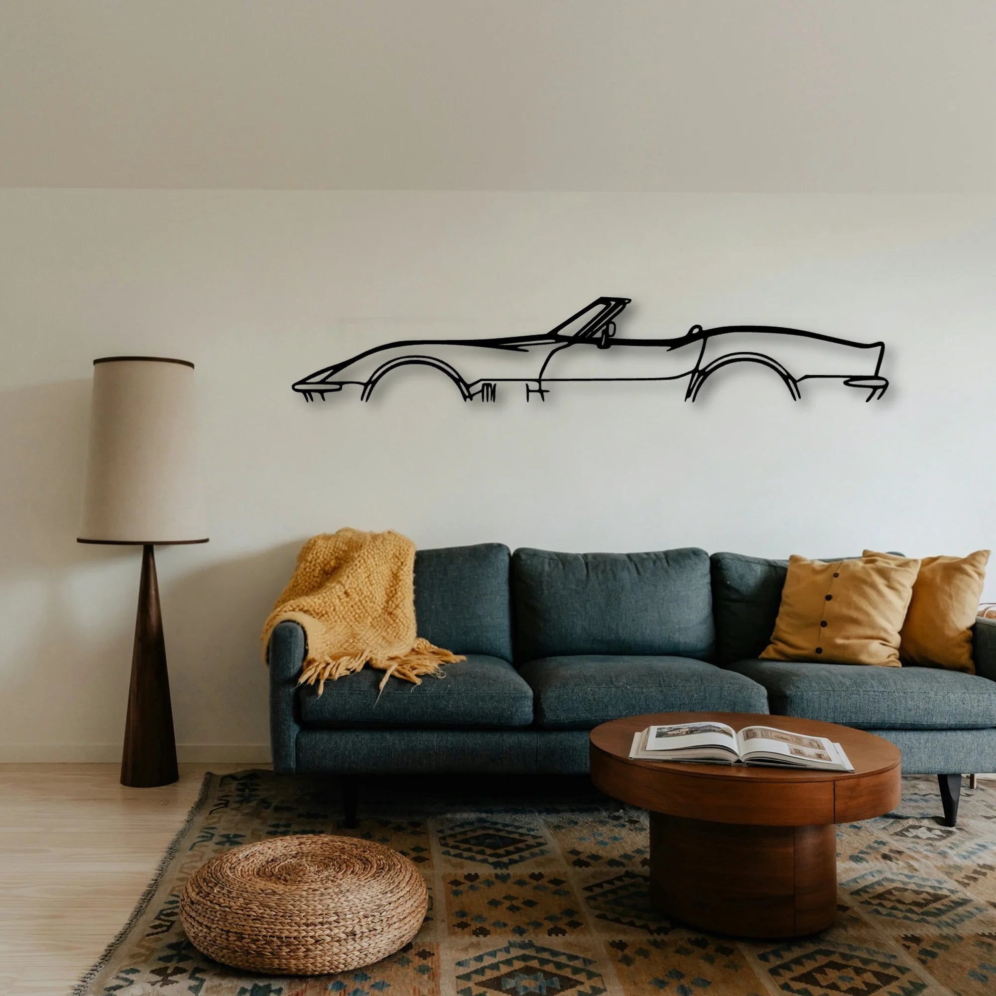 C3 1969 Cabrio Classic Silhouette Metal Wall Art - Tinvibe