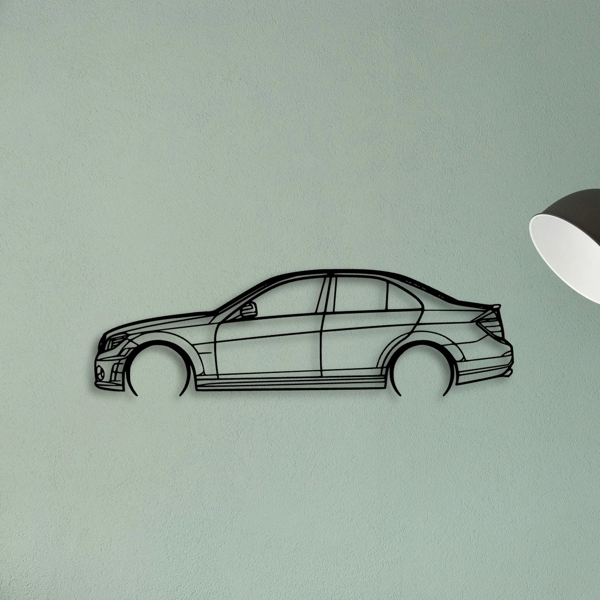 C63 AMG 2009 Classic Silhouette Metal Wall Art - Tinvibe