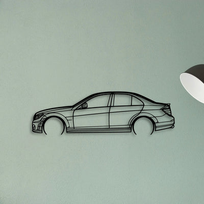 C63 AMG 2009 Classic Silhouette Metal Wall Art - Tinvibe