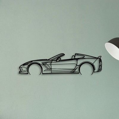 C7 Z06 TOP OFF 2 Classic Silhouette Metal Wall Art - Tinvibe