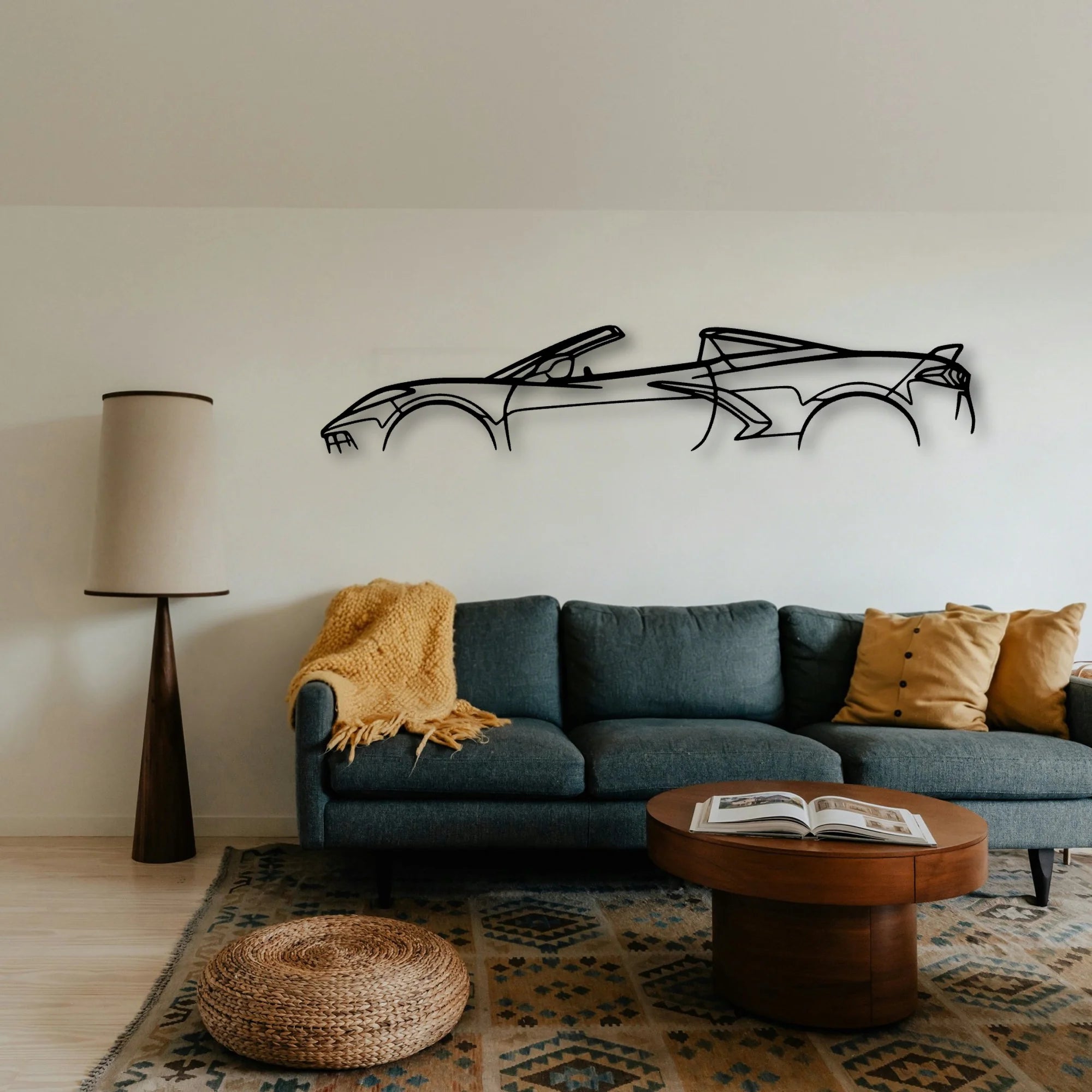 C8 2023 Convertible Classic Silhouette Metal Wall Art - Tinvibe