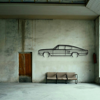 Charger 383 4B Fastback 1966 Classic Silhouette Metal Wall Art - Tinvibe