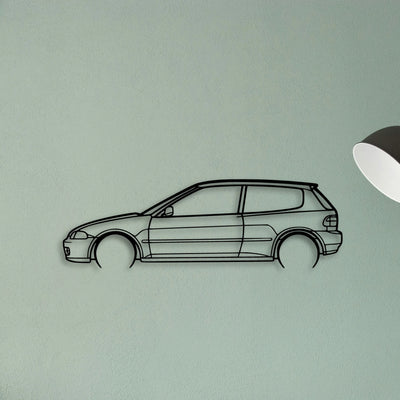 Civic 5 1995 Classic Silhouette Metal Wall Art - Tinvibe