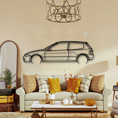 Civic 5 1995 Classic Silhouette Metal Wall Art - Tinvibe