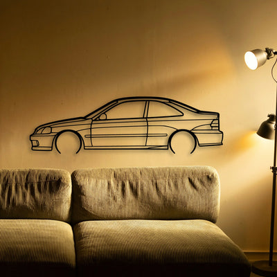 Civic Coupe 1999 Classic Silhouette Metal Wall Art - Tinvibe