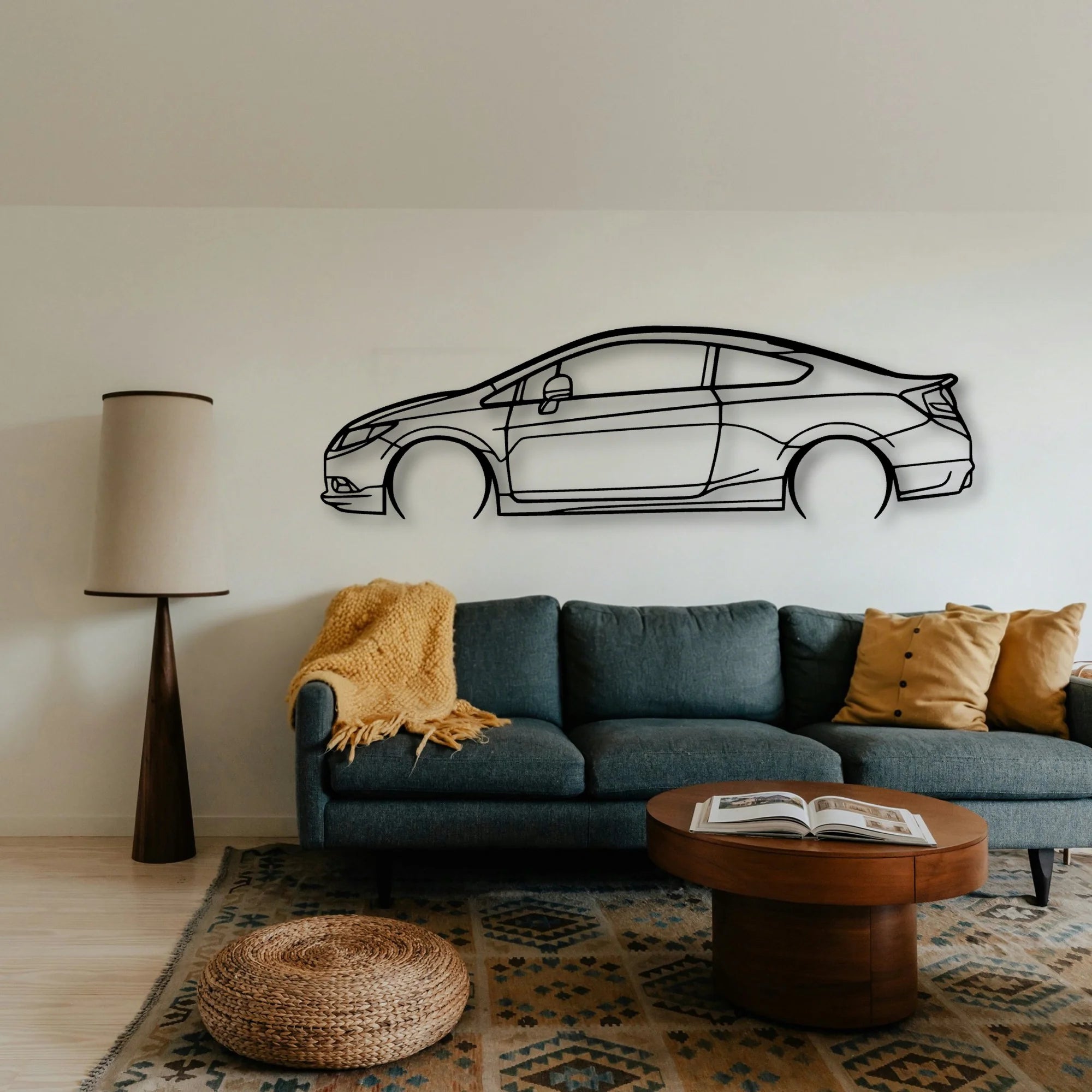 Civic Coupe 2012 Classic Silhouette Metal Wall Art - Tinvibe