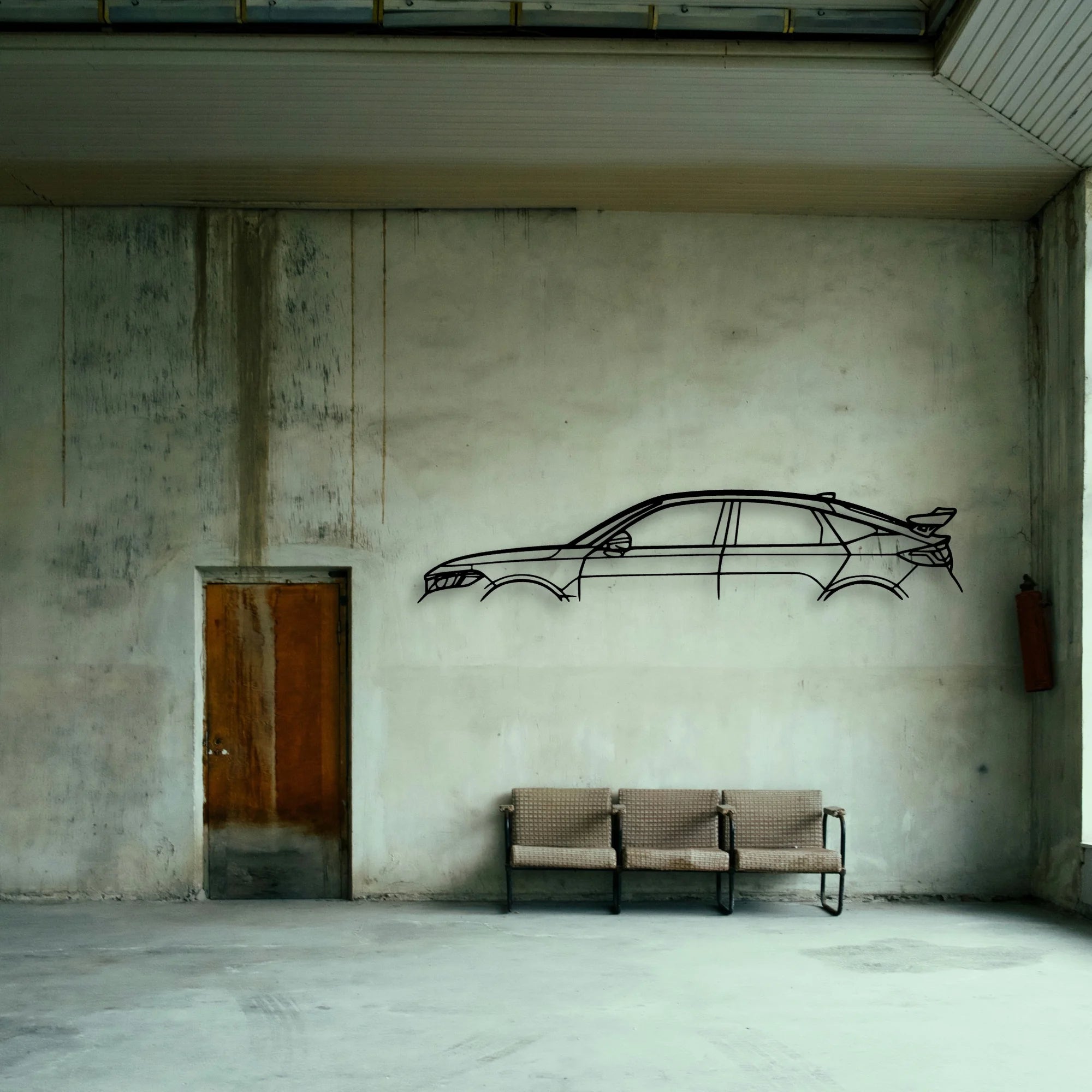 Civic Type R 2023 Classic Silhouette Metal Wall Art - Tinvibe