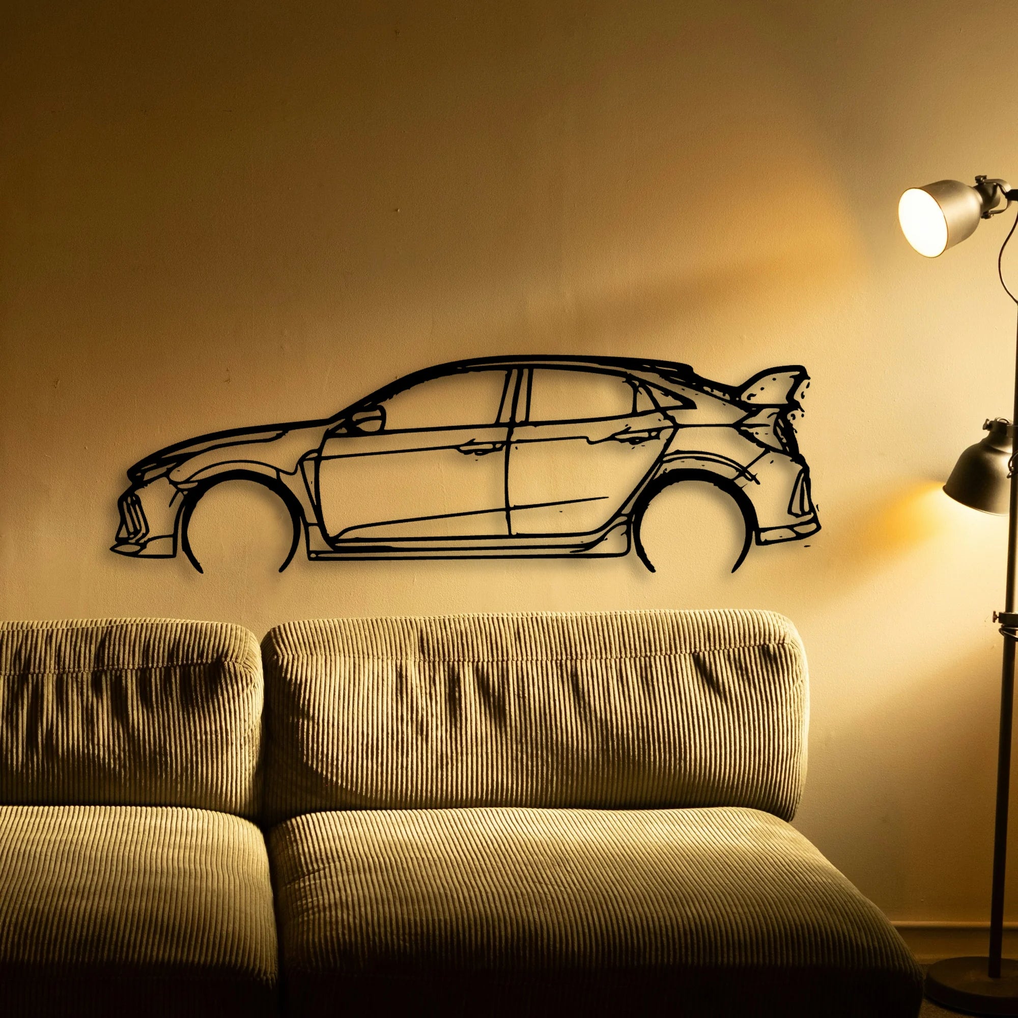 Civic Type R FK8 2 Classic Silhouette Metal Wall Art - Tinvibe