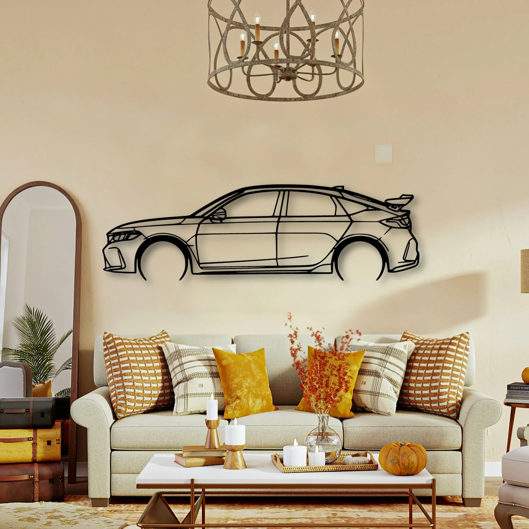 Civic Type R FL5 2023 Classic Silhouette Metal Wall Art - Tinvibe