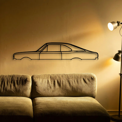 Commodore Rekord Coupe 1970 Classic Silhouette Metal Wall Art - Tinvibe