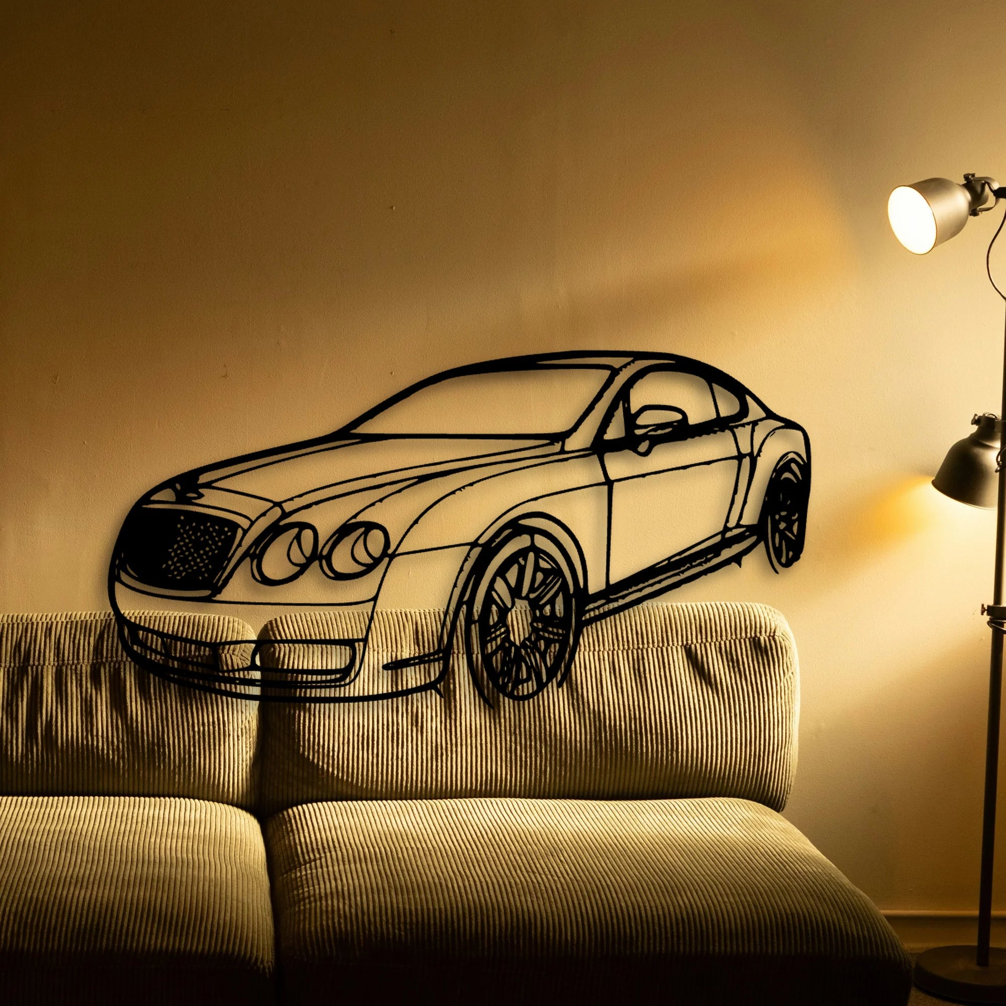 Continental GT 2007 Angle Classic Silhouette Metal Wall Art - Tinvibe