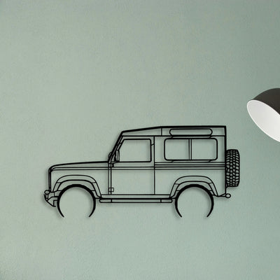 Defender 90 2005 Classic Silhouette Metal Wall Art - Tinvibe
