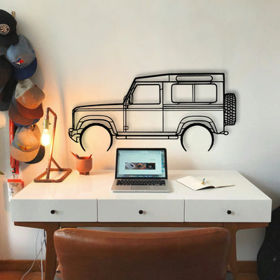 Defender 90 2005 Classic Silhouette Metal Wall Art - Tinvibe