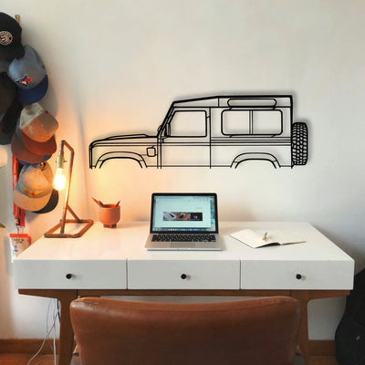 Defender 90 2010 Classic Silhouette Metal Wall Art - Tinvibe