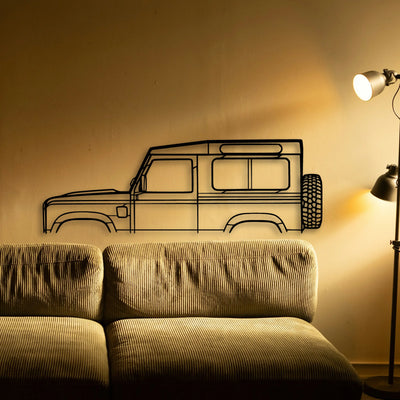 Defender 90 2010 Classic Silhouette Metal Wall Art - Tinvibe