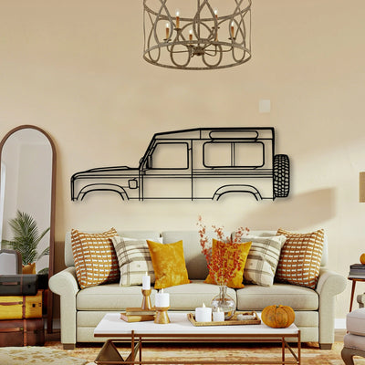 Defender 90 2010 Classic Silhouette Metal Wall Art - Tinvibe