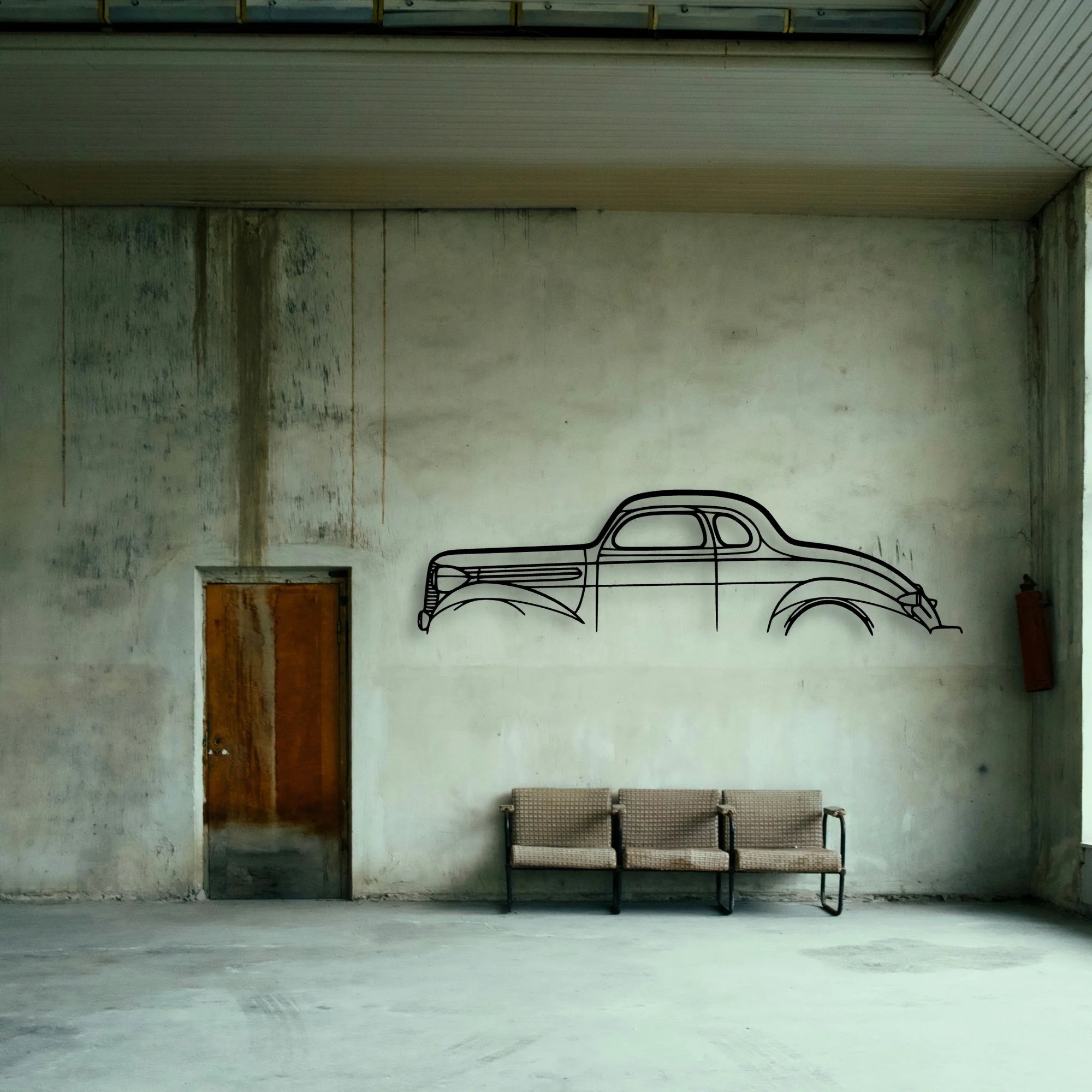 Dodge Coupe 1937 Classic Silhouette Metal Wall Art - Tinvibe