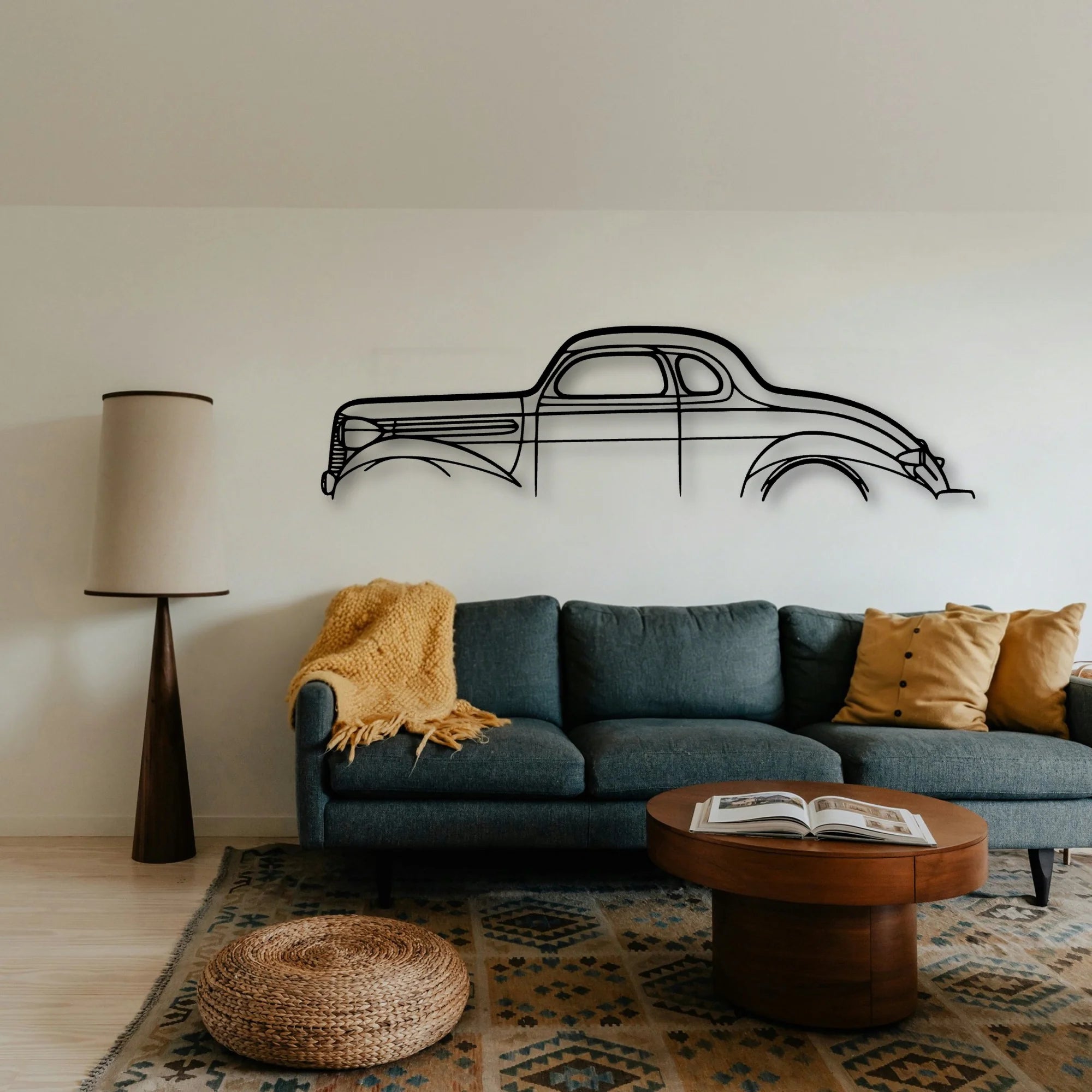 Dodge Coupe 1937 Classic Silhouette Metal Wall Art - Tinvibe
