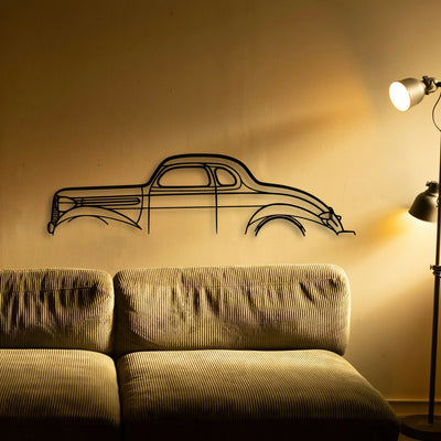 Dodge Coupe 1937 Classic Silhouette Metal Wall Art - Tinvibe