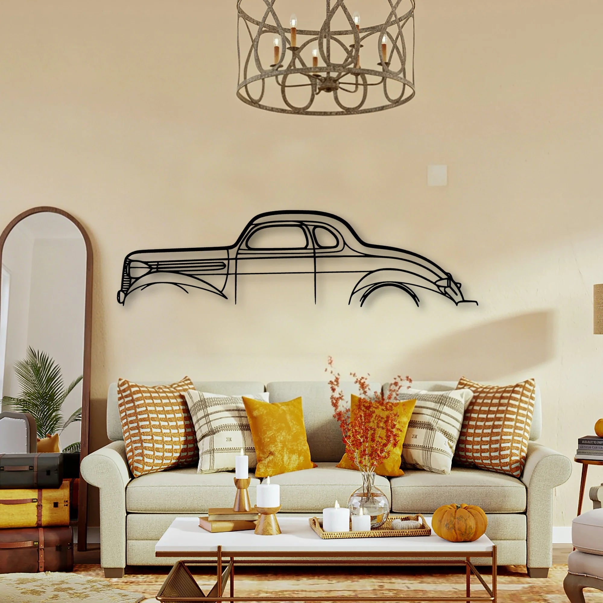 Dodge Coupe 1937 Classic Silhouette Metal Wall Art - Tinvibe