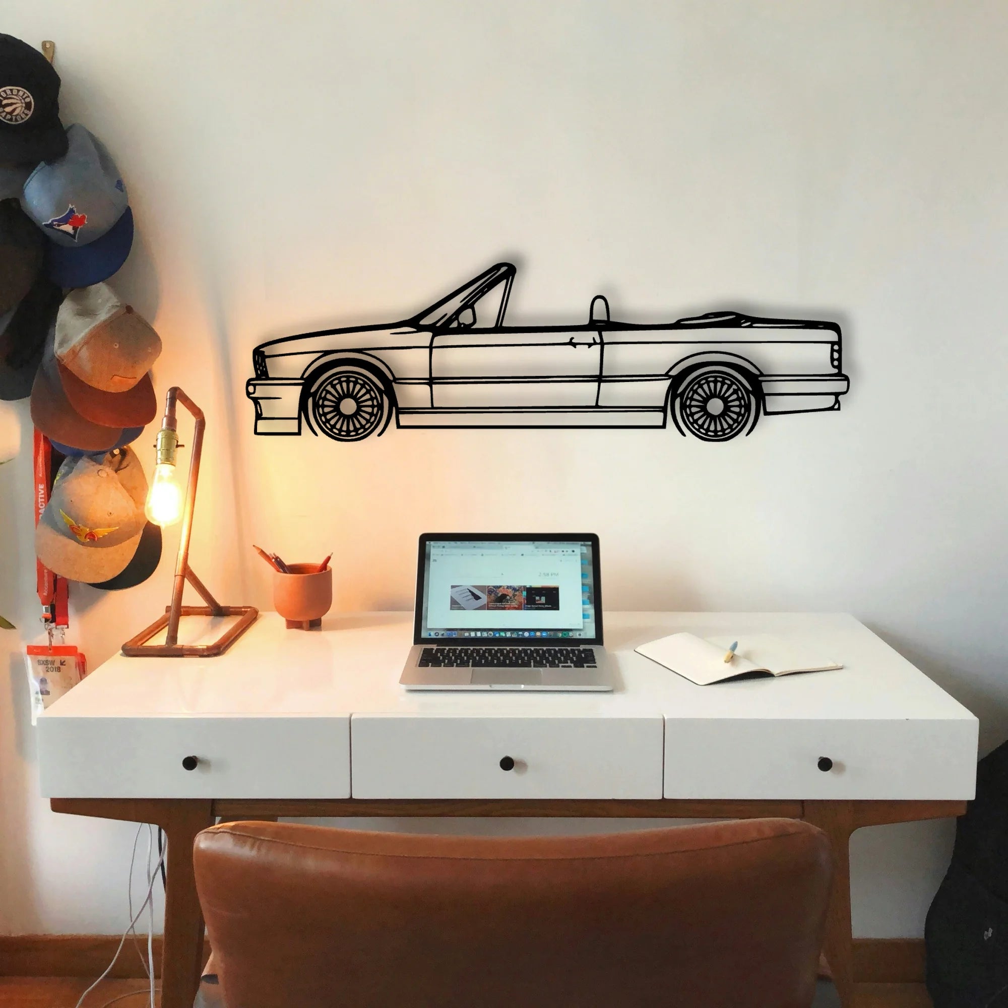 E30 Alpina Cabrio Classic Silhouette Metal Wall Art - Tinvibe