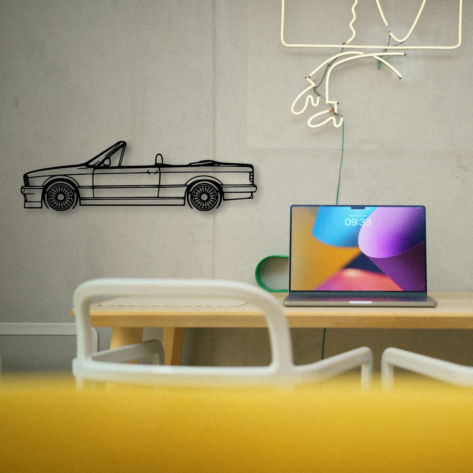 E30 Alpina Cabrio Classic Silhouette Metal Wall Art - Tinvibe