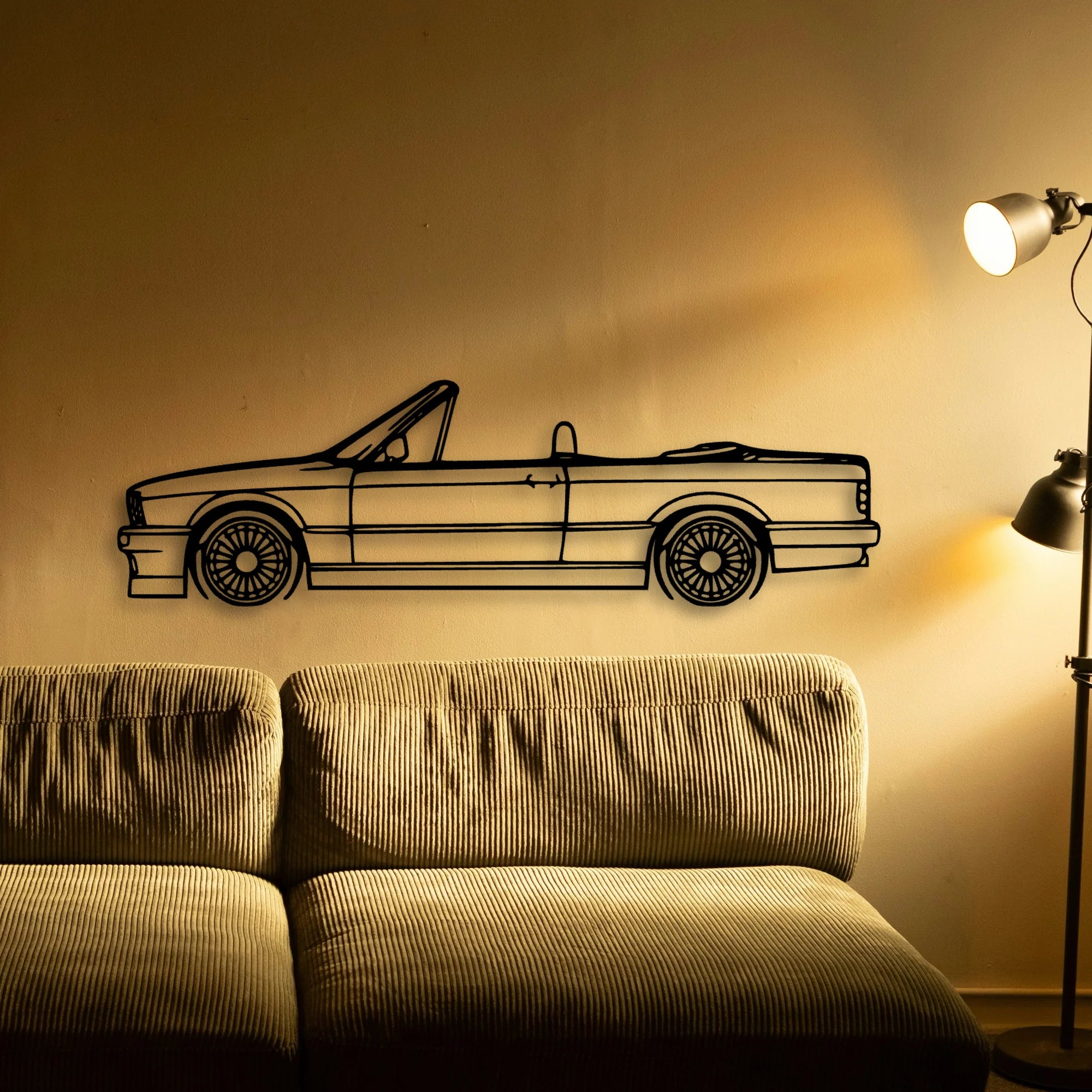 E30 Alpina Cabrio Classic Silhouette Metal Wall Art - Tinvibe