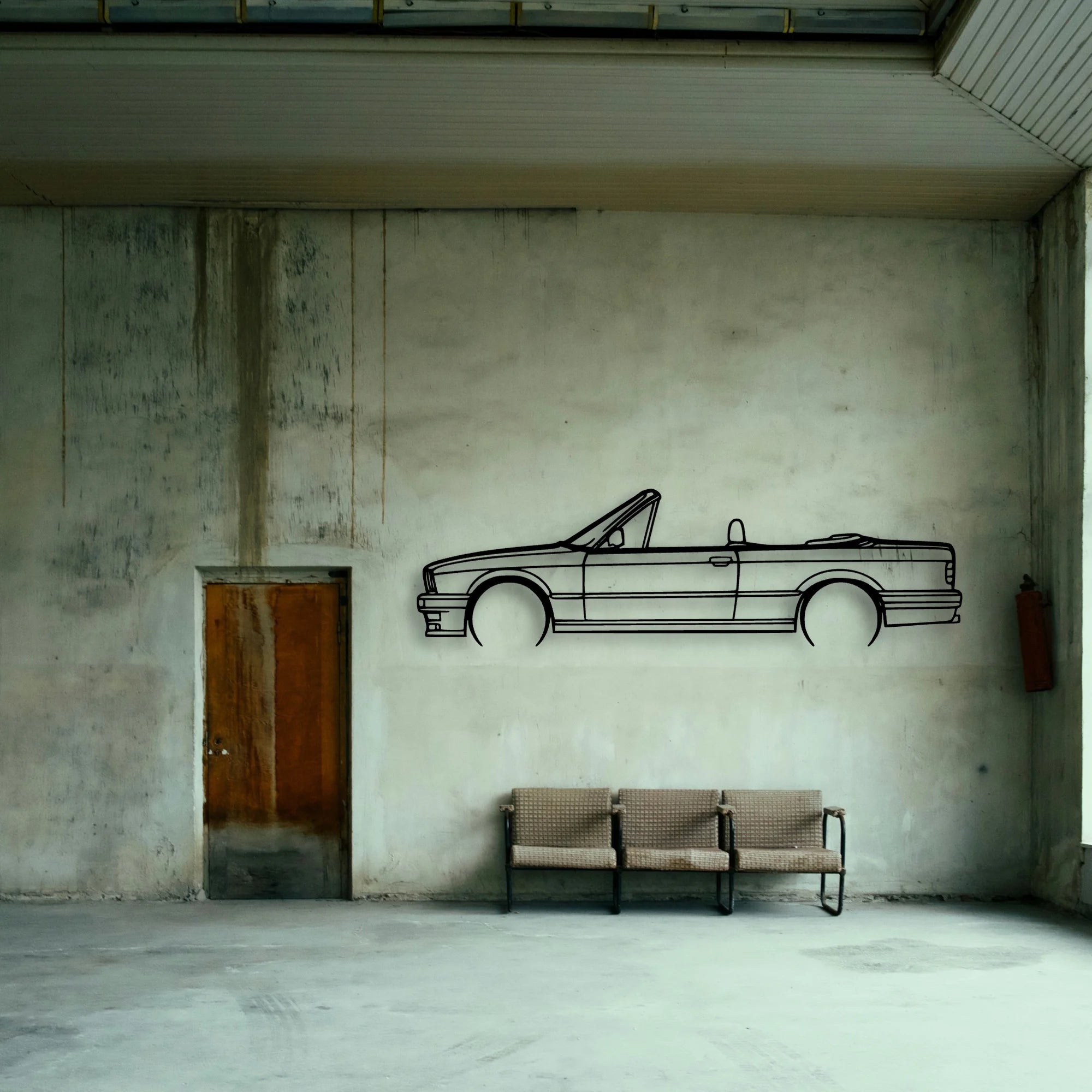 E30 Convertible Classic Silhouette Metal Wall Art - Tinvibe