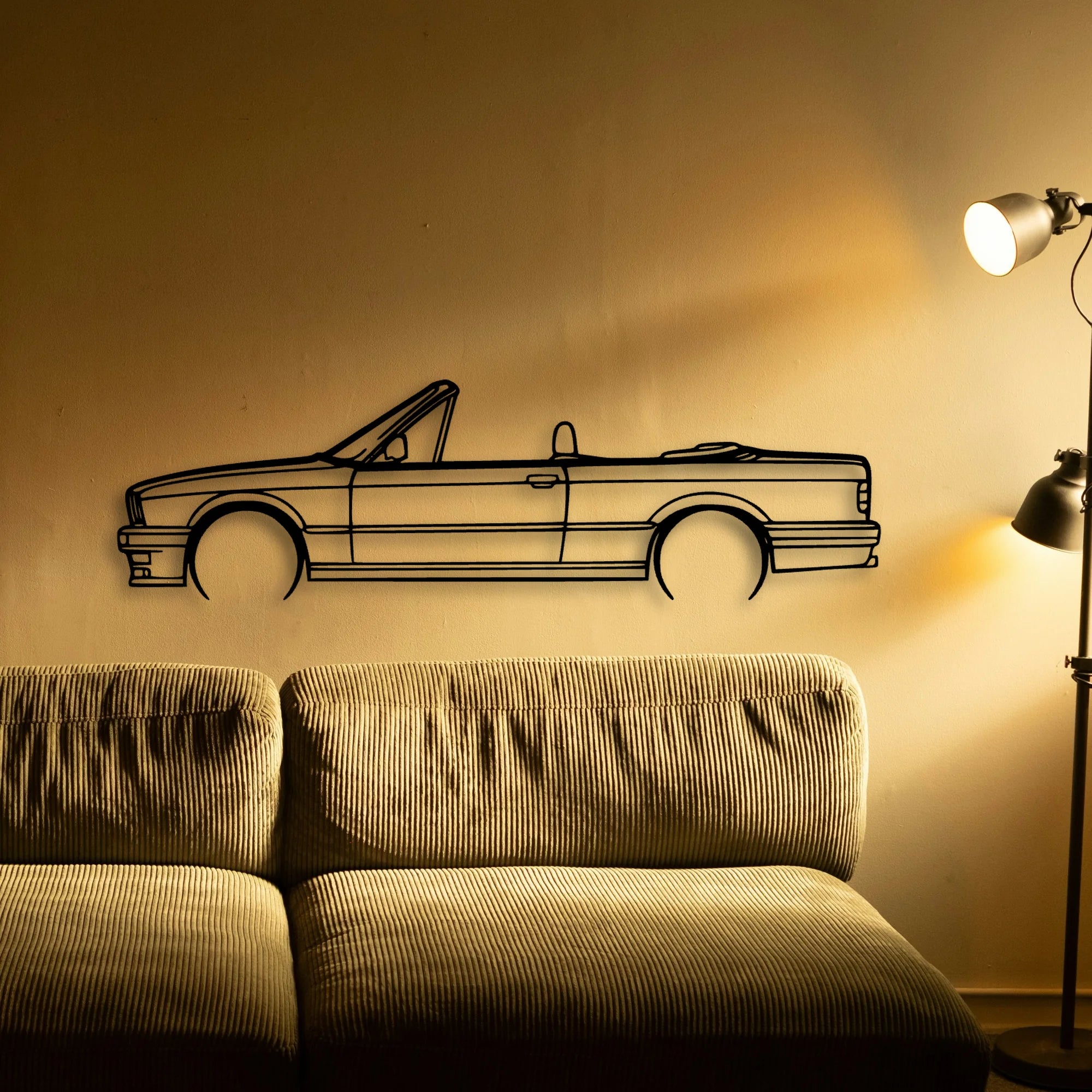 E30 Convertible Classic Silhouette Metal Wall Art - Tinvibe
