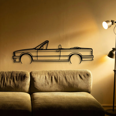 E30 Convertible Classic Silhouette Metal Wall Art - Tinvibe