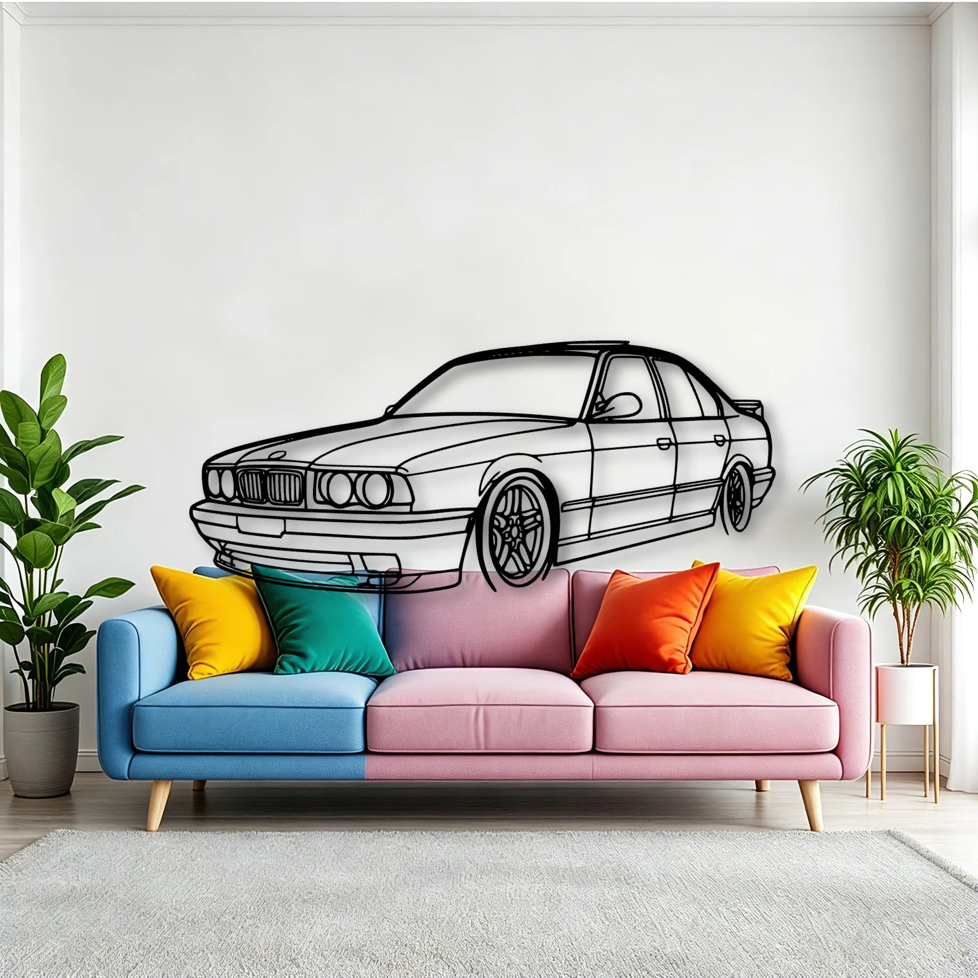E34 Angle Classic Silhouette Metal Wall Art - Tinvibe