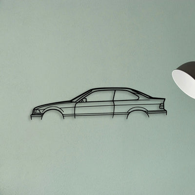 E36 Coupe Classic Silhouette Metal Wall Art - Tinvibe