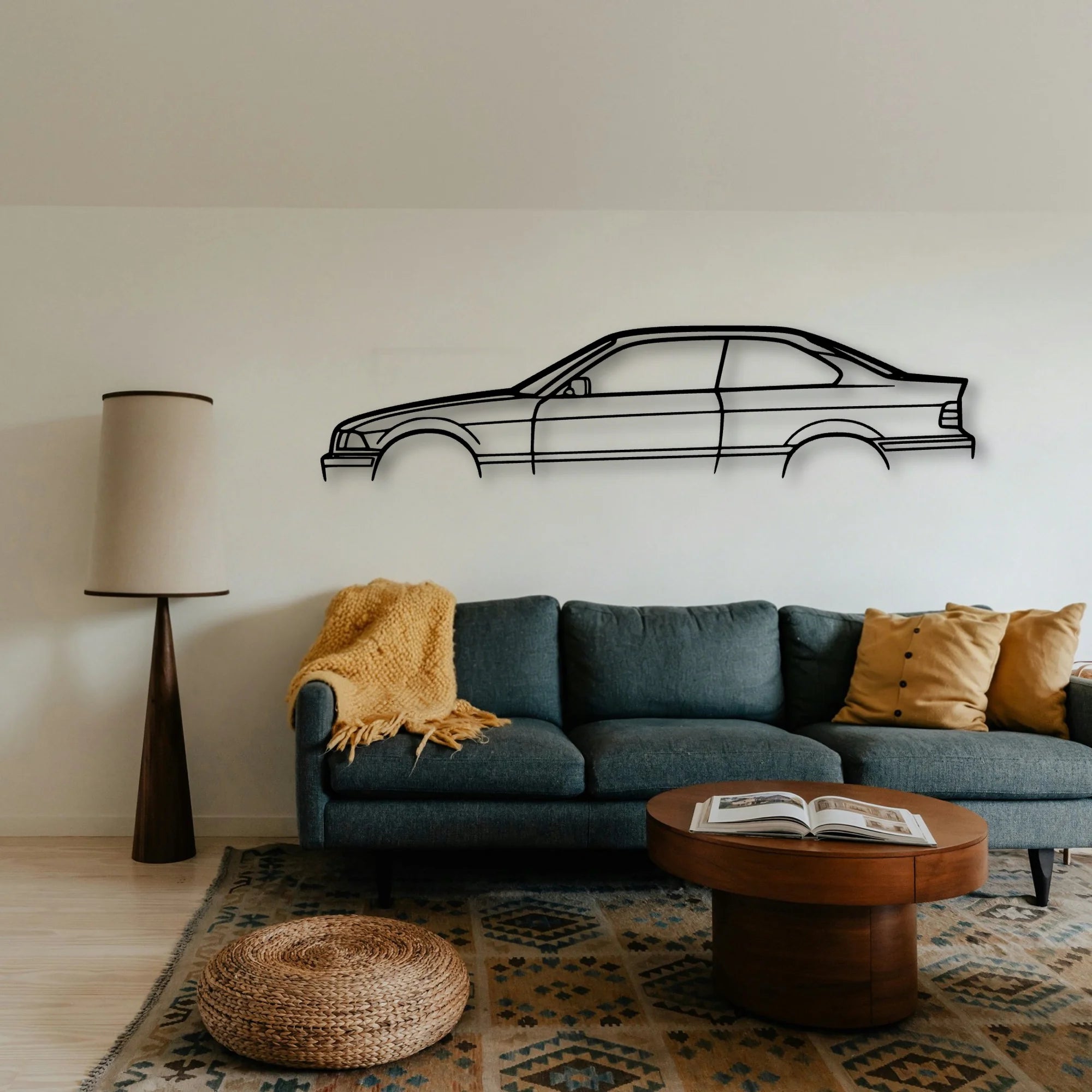 E36 Coupe Classic Silhouette Metal Wall Art - Tinvibe