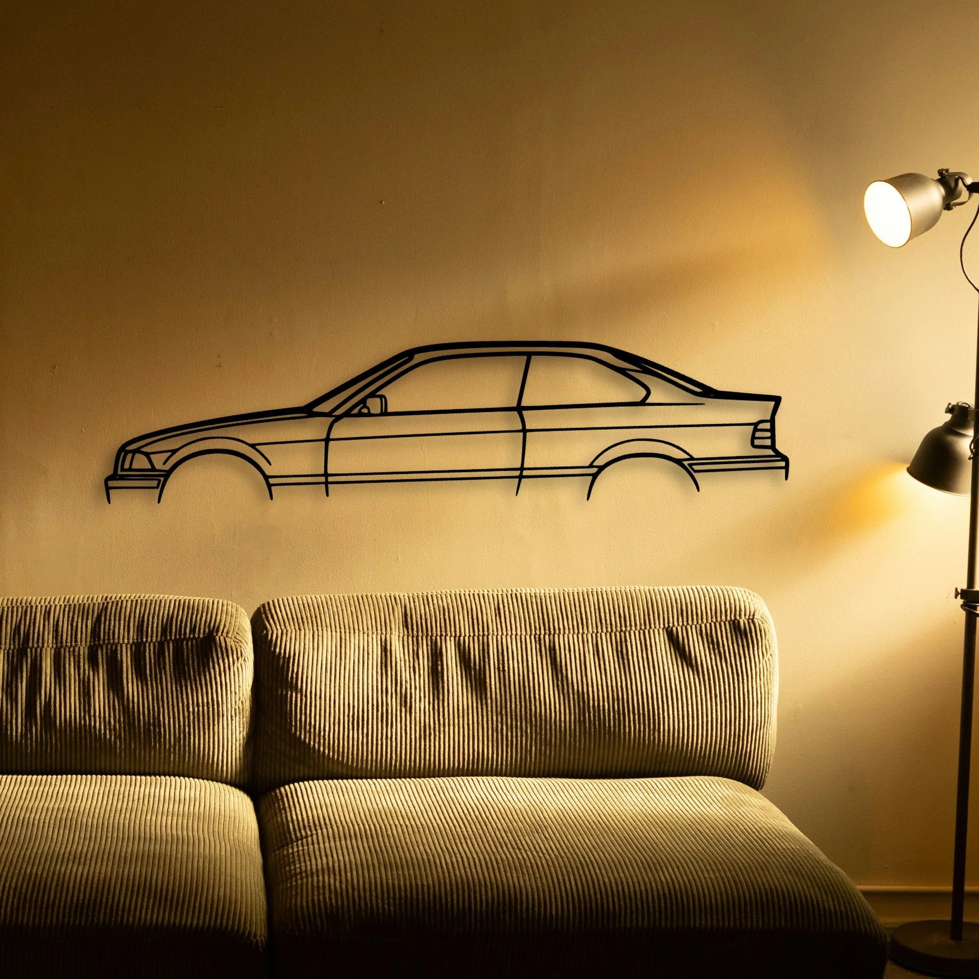 E36 Coupe Classic Silhouette Metal Wall Art - Tinvibe
